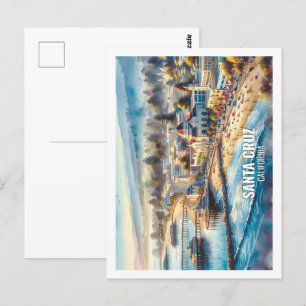 Santa Cruz Kalifornien USA Berühmter Ort Aquarell Postkarte