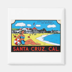 Santa Cruz, Kaliforniens Gepäcksiegel Vintag Magnet
