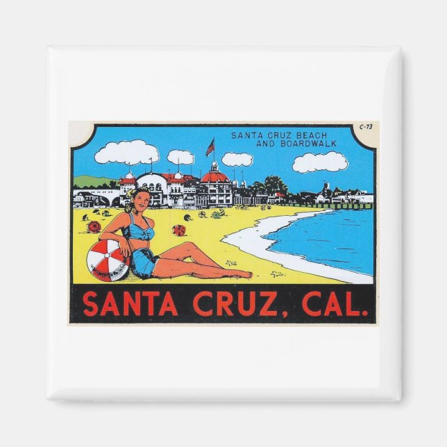 Santa Cruz, Kaliforniens Gepäcksiegel Vintag Magnet (Vorne)