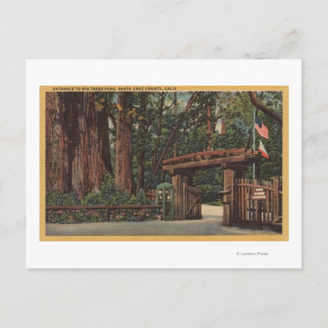 Santa Cruz Landkreis, CA Eintritt in den Park der  Postkarte (Vorderseite)