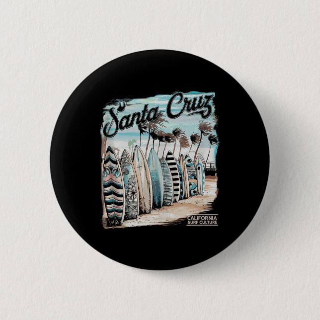 Santa Cruz Men Women California Retro Sunset Vinta Button (Vorderseite)