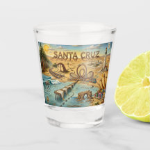 Santa Cruz Pop Art Karte – Kühnes Küstenlandmarke