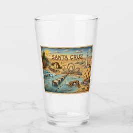 Santa Cruz Pop Art Map – Bold Coastal Landmark Glas
