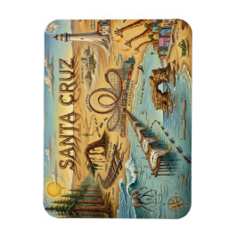 Santa Cruz Pop Art Map – Bold Coastal Landmark Magnet
