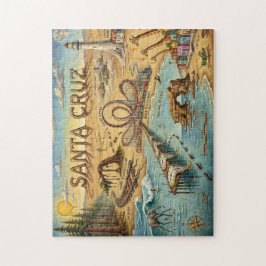Santa Cruz Pop Art Map – Bold Coastal Landmark Puzzle