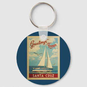 Santa Cruz Sailboat Vintage Reise Kalifornien Schlüsselanhänger