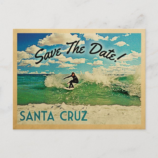 Santa Cruz Save the Date Kalifornien Surfen Ankündigungspostkarte (Vorderseite)