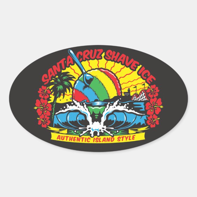 Santa Cruz Shave Ice Logo Ovaler Aufkleber (Vorderseite)