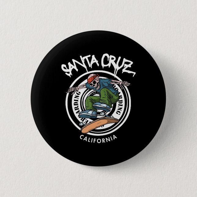 Santa Cruz Skater Laid Back California Skeleton Sk Button (Vorderseite)
