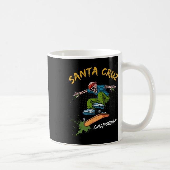 Santa-Cruz Skeleton Skateboard Beach Funny Hallowe Kaffeetasse (Rechts)
