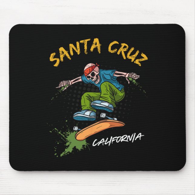 Santa-Cruz Skeleton Skateboard Beach Funny Hallowe Mousepad (Vorne)