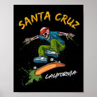 Santa-Cruz Skeleton Skateboard Beach Funny Hallowe