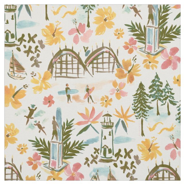 SANTA CRUZ TOILE Surfbrett Küstendruckerei Stoff (Muster)