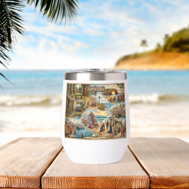 Santa Cruz Vibe Map – Cultural Coastal Art Print (Strand (gedreht))