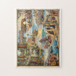 Santa Cruz Vibe Map – Cultural Coastal Art Print Puzzle