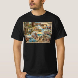 Santa Cruz Vibe Map – Cultural Coastal Art Print T-Shirt