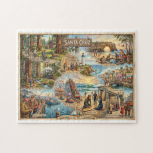 Santa Cruz Vibe Map – Kultur Küsten Art Print Puzzle
