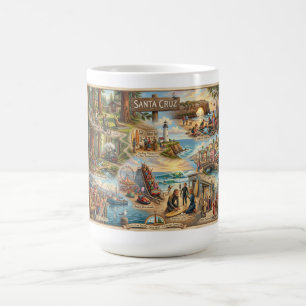 Santa Cruz Vibe Map – Kultureller Küstenkunst Druc Kaffeetasse