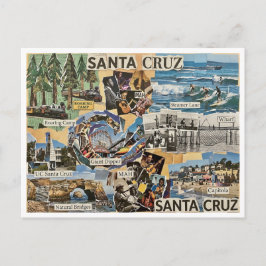 Santa Cruz Vintage Collage – Coastal Memories Art Postkarte