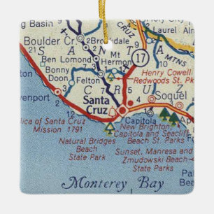 Santa Cruz Vintage Karte Keramikornament