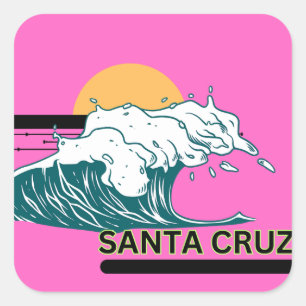 Santa Cruz Wave bei Sunset Pink Aufkleber