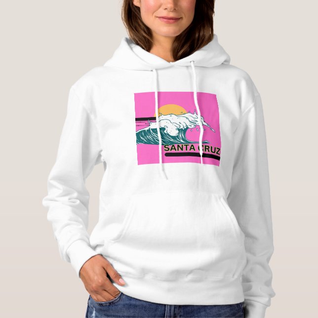 Santa Cruz Welle und Rosa Sonnenuntergang Hoodie (Vorderseite)