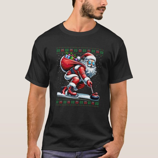 Santa Curling Ugly Christmas Sweater Premium T-Shirt (Vorderseite)