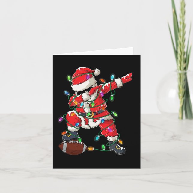 Santa Dabbing mit Ball Christmas Football Player Karte (Vorderseite)