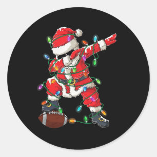 Santa Dabbing mit Ball Christmas Football Player Runder Aufkleber