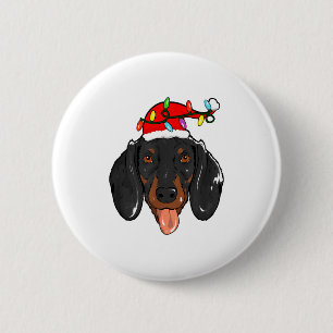 Santa-Dachshund-Licht-Weihnachten  Button