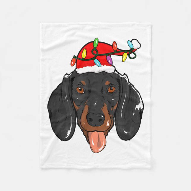 Santa-Dachshund-Licht-Weihnachten  Fleecedecke (Vorderseite)