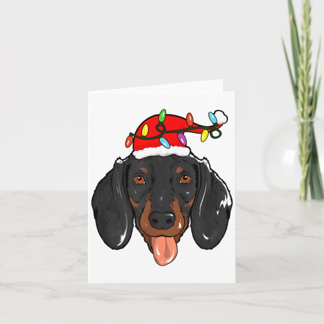 Santa Dachshund Light Christmas  Karte (Vorderseite)