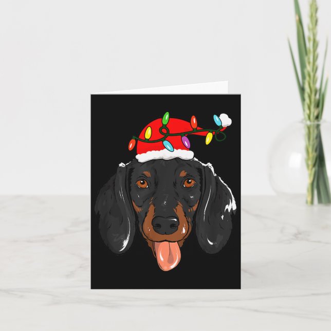 Santa Dachshund Light Christmas  Karte (Vorderseite)