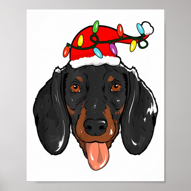 Santa Dachshund Light Christmas  Poster (Vorne)