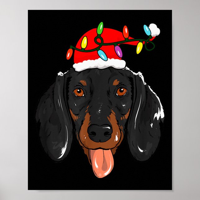 Santa Dachshund Light Christmas  Poster (Vorne)