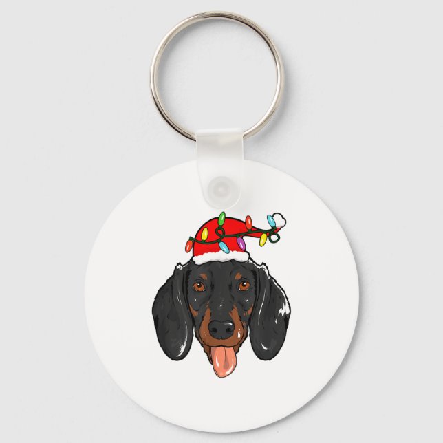Santa Dachshund Light Christmas  Schlüsselanhänger (Vorderseite)