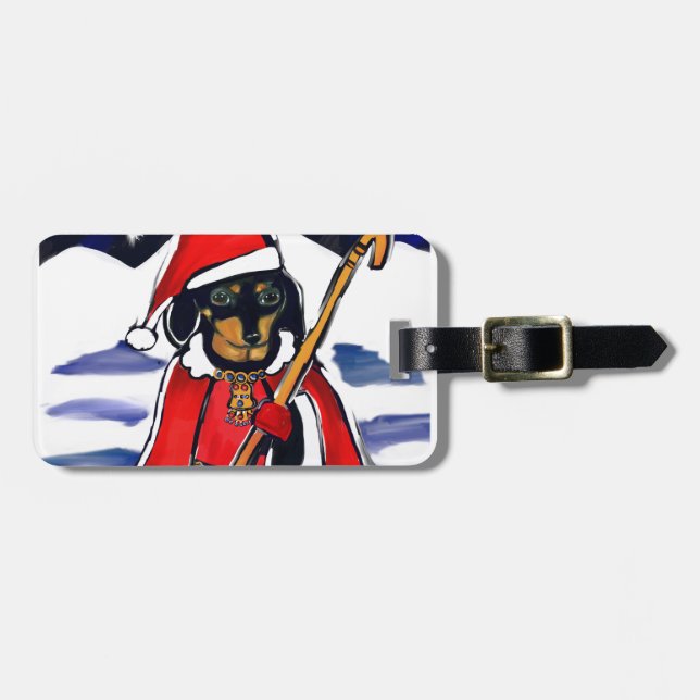 SANTA-DACHSUND GEPÄCKANHÄNGER (Vorderseite horizontal)