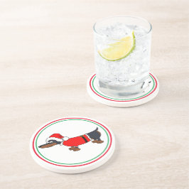 Santa Dackel Dog Sandstone Drink Untersetzer