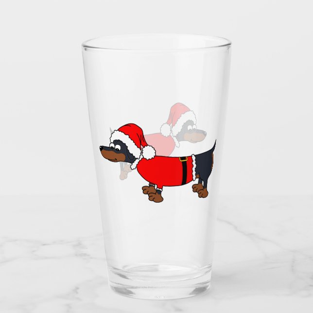 Santa Dackel Hund Weihnachtsglas Tumbler (Vorderseite)