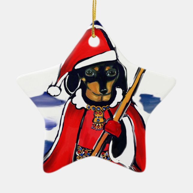 SANTA-DACKEL KERAMIK ORNAMENT (Vorne)