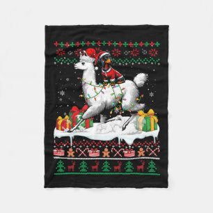Santa Dackel Riding Llama Weihnachtsliebhaber Fleecedecke