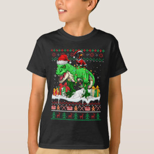 Santa Dackel Riding T-rex Weihnachts Sweater Lov T-Shirt