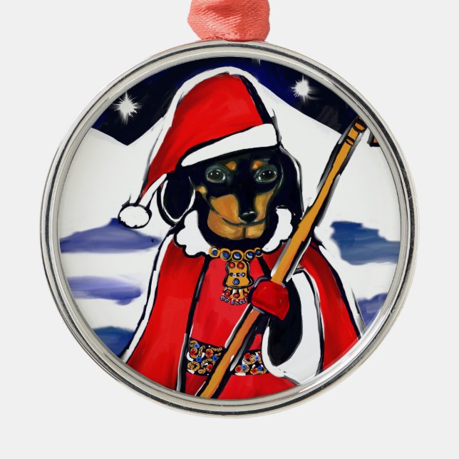 SANTA-DACKEL SILBERNES ORNAMENT (Vorne)