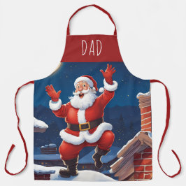 Santa Dancing auf den Dächern | Vater blau und rot Schürze