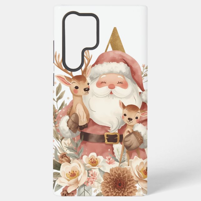 Santa & Deer Alphabet Samsung Galaxy Case | Winter Samsung Galaxy Hülle (Rückseite)