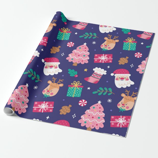 "Santa & Deer" Geschenkpapier (Ungerollt)