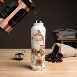 Santa Deer Letter Mug Winter Alphabet Illustration Trinkflasche