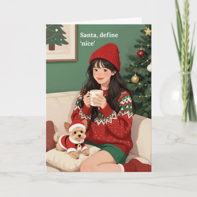 Santa, definiere 'nette' Weihnachtskarte Feiertagskarte (Vorderseite)