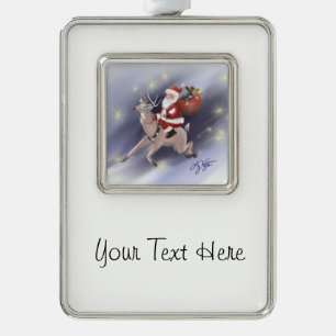 Santa Delivers Ornament Rahmen-Ornament Silber