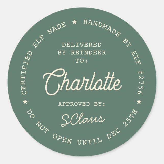 Santa Delivery Sticker | Christmas Elf Label Seal (Vorderseite)